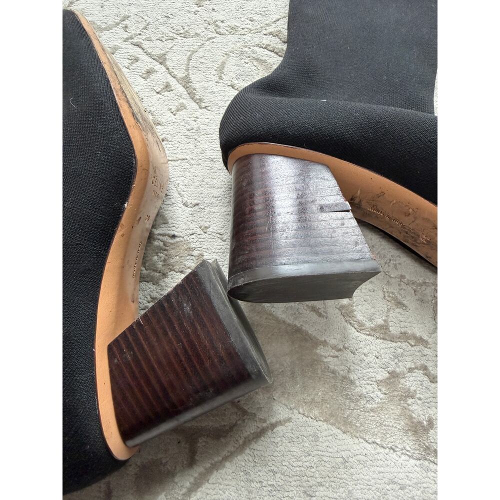 Céline Paris Phoebe Philo Black Stretch Knit Sock Ankle Boot Block Heel EU 38 - Picture 7 of 7